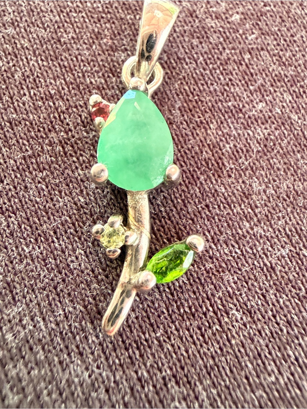 925 Emerald Paradise garnet,Chrome Diopside, Peridot,Rhodolite Garnet charm